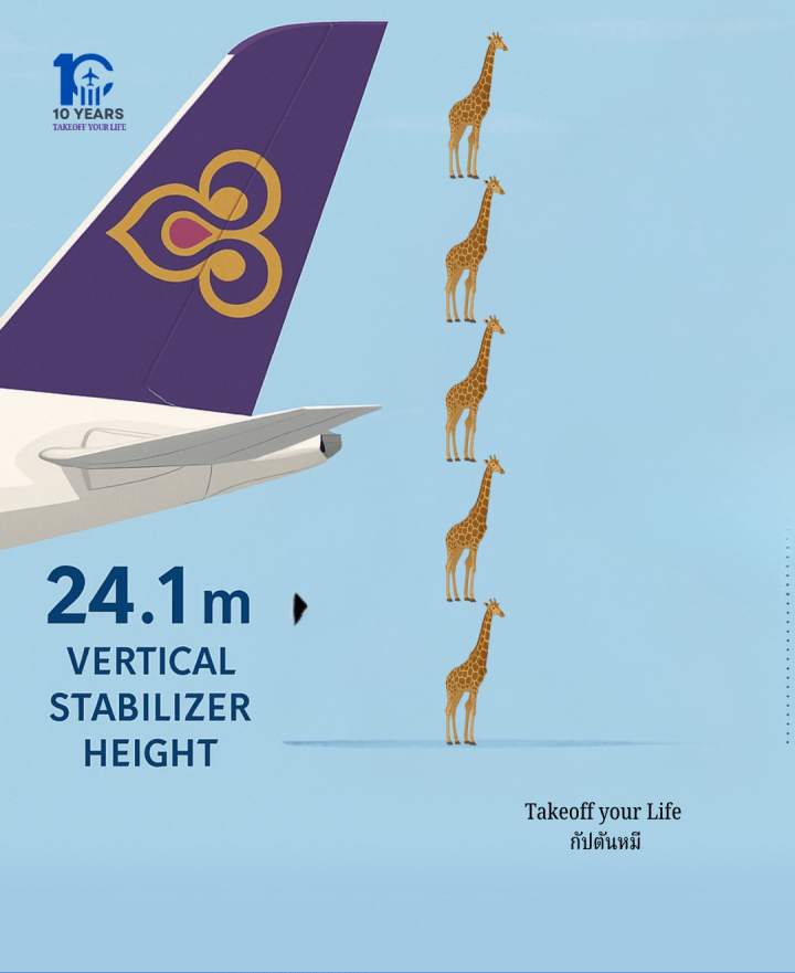ความสูงของแพนหางแนวดิ่ง (Vertical Stabilizer) “จากพื้น” ของเครื่องบิน Airbus&nbsp;A380