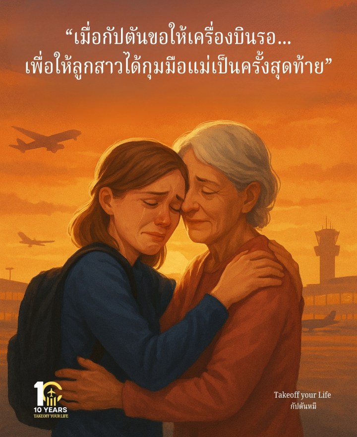 “เมื่อกัปตันขอให้เครื่องบินรอ…เพื่อให้ลูกสาวได้กุมมือแม่เป็นครั้งสุดท้าย” ✈️💙